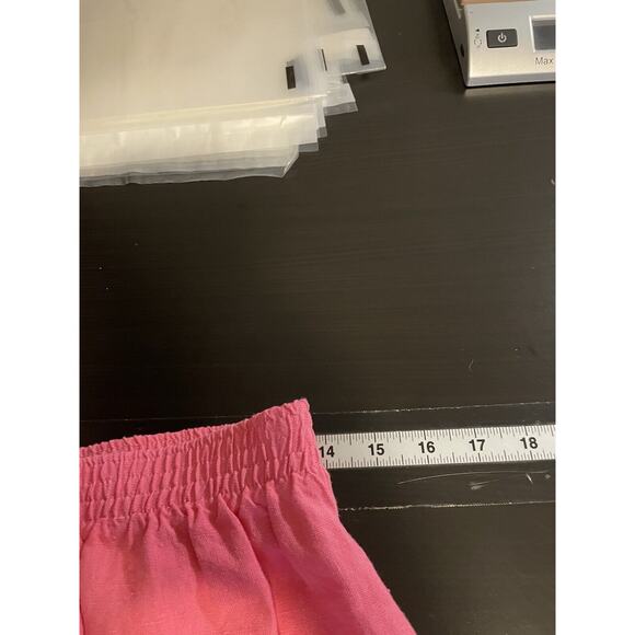 Vintage CTC Linens Women Pants Medium Pink Linen Cropped Elastic Waist Lagenlook - Picture 4 of 7